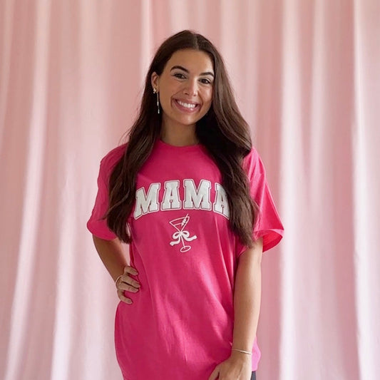 mama cocktail shirt, hot pink mama t-shirt, mom graphic tee, funny mom shirt, cocktail mom shirt, unisex mama shirt, trendy mom tee, brunch outfit shirt