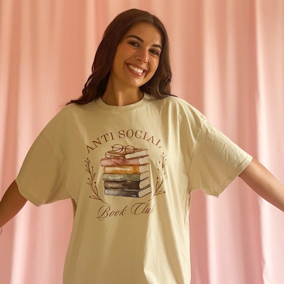 Antisocial Book Club Tshirt Unisex Graphic Design Book Lover Apparel Comfortable Reading Shirt Soft Cotton Fabric Perfect Bibliophile Gift Casual Literary Fashion Cozy Reader Outfit Everyday Comfort Wear Introvert Style Statement Bookish
