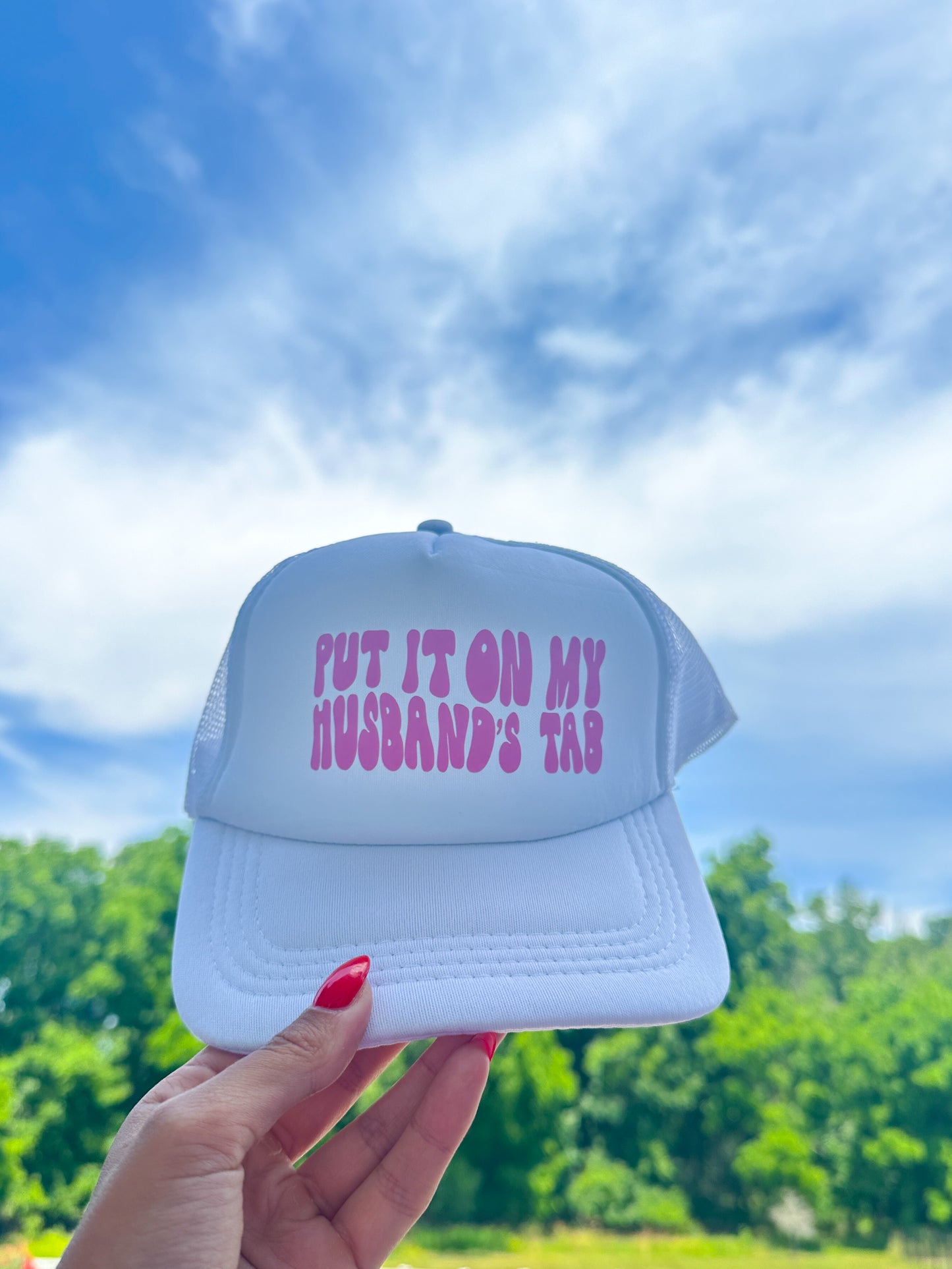 Funny Trucker Hat Women White Snapback Summer Beach Hat Sassy Wife Gift Husband Tab Joke Design Adjustable Snapback Closure Comfortable Fit All Day Wear Vacation Hat Women Pool Party Essential Bachelorette Party Hat Fun Gift Idea Casual