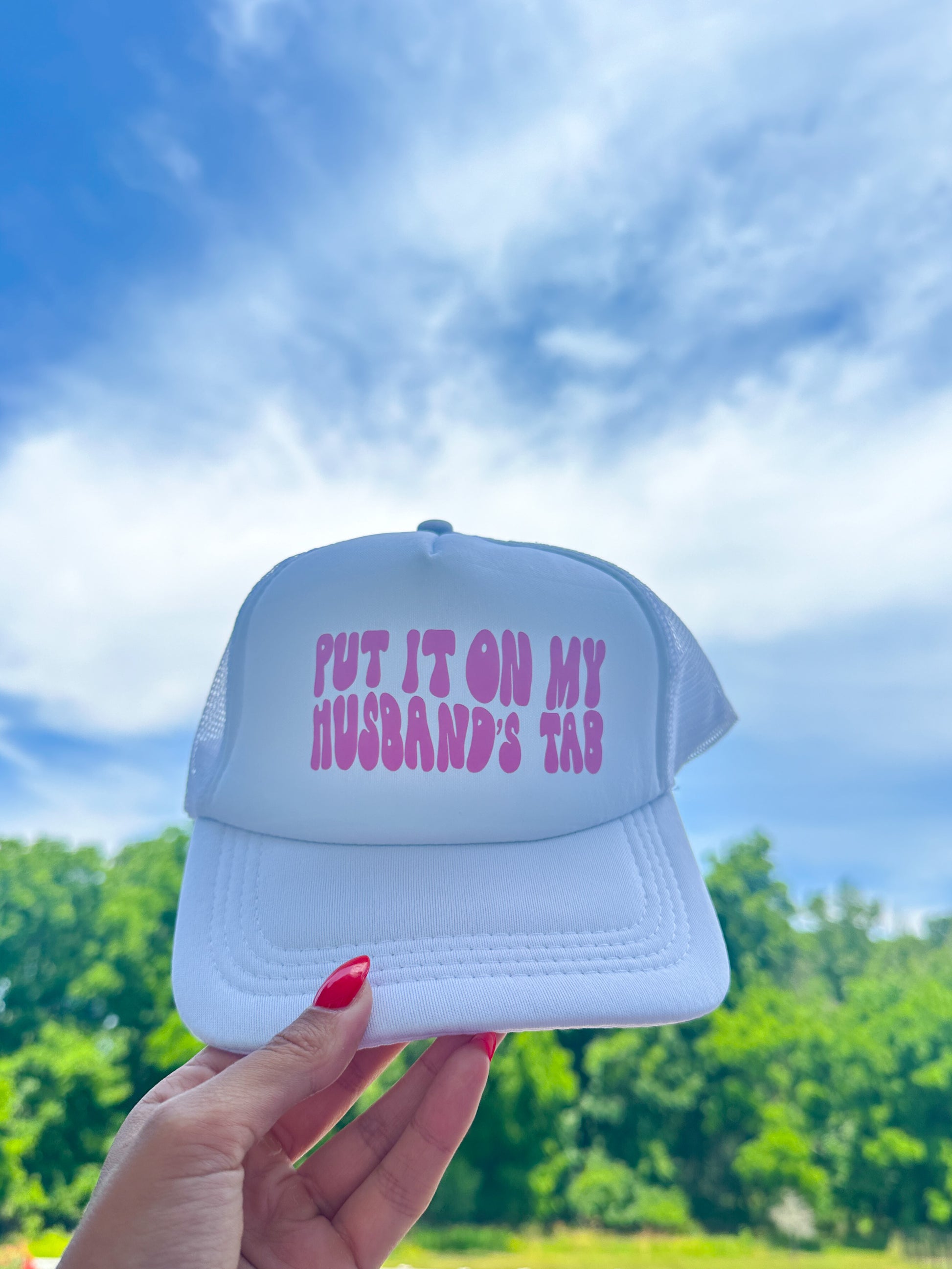 Funny Trucker Hat Women White Snapback Summer Beach Hat Sassy Wife Gift Husband Tab Joke Design Adjustable Snapback Closure Comfortable Fit All Day Wear Vacation Hat Women Pool Party Essential Bachelorette Party Hat Fun Gift Idea Casual