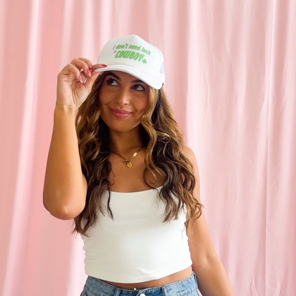 Western Cowboy Trucker Hat St Patricks Day Men Shamrock Design Baseball Cap Funny Holiday Accessory Green White Mesh Snapback Masculine Gift Idea Irish Celebration Style Festive Party Headwear Casual Fashion Statement Lucky Theme Men