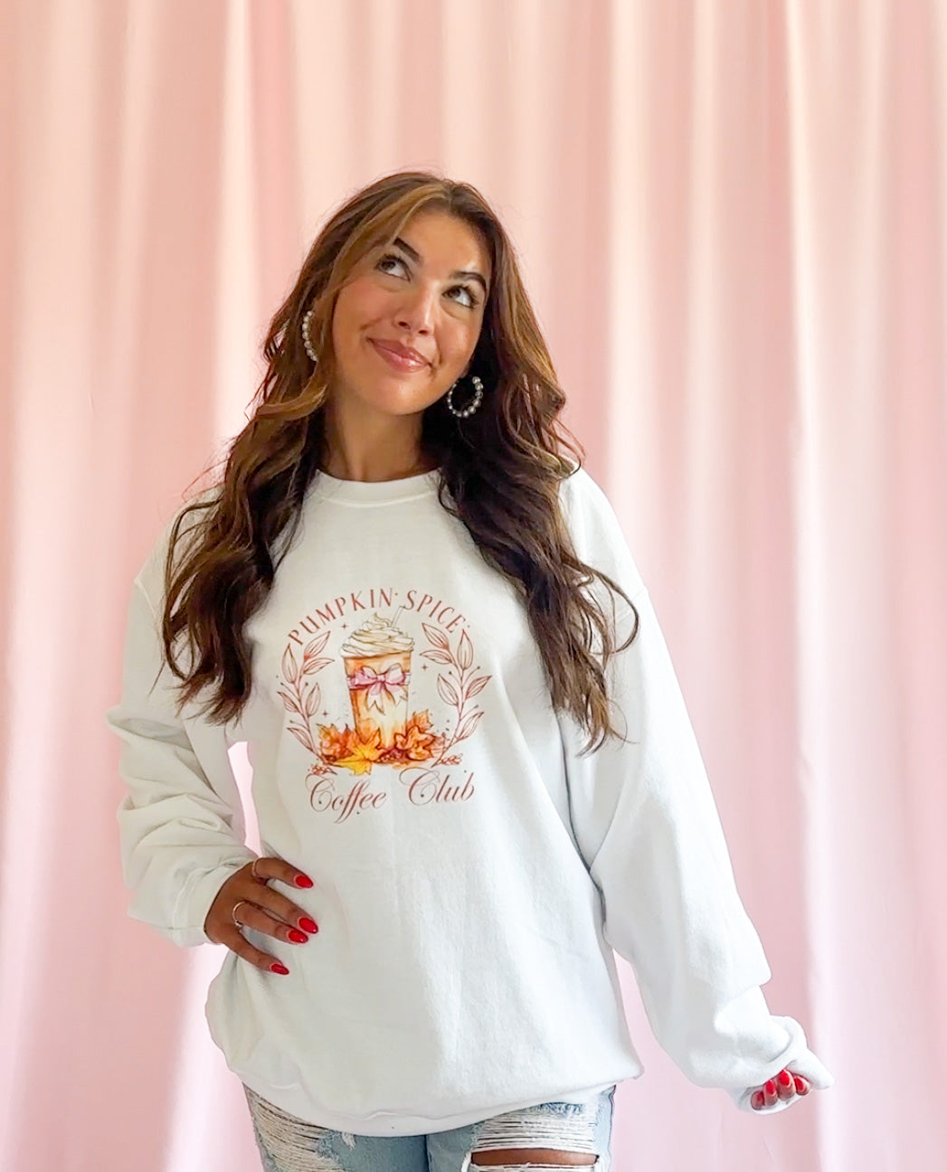 Pumpkin Spice Sweatshirt – Cozy Oversized Fall Coffee Club