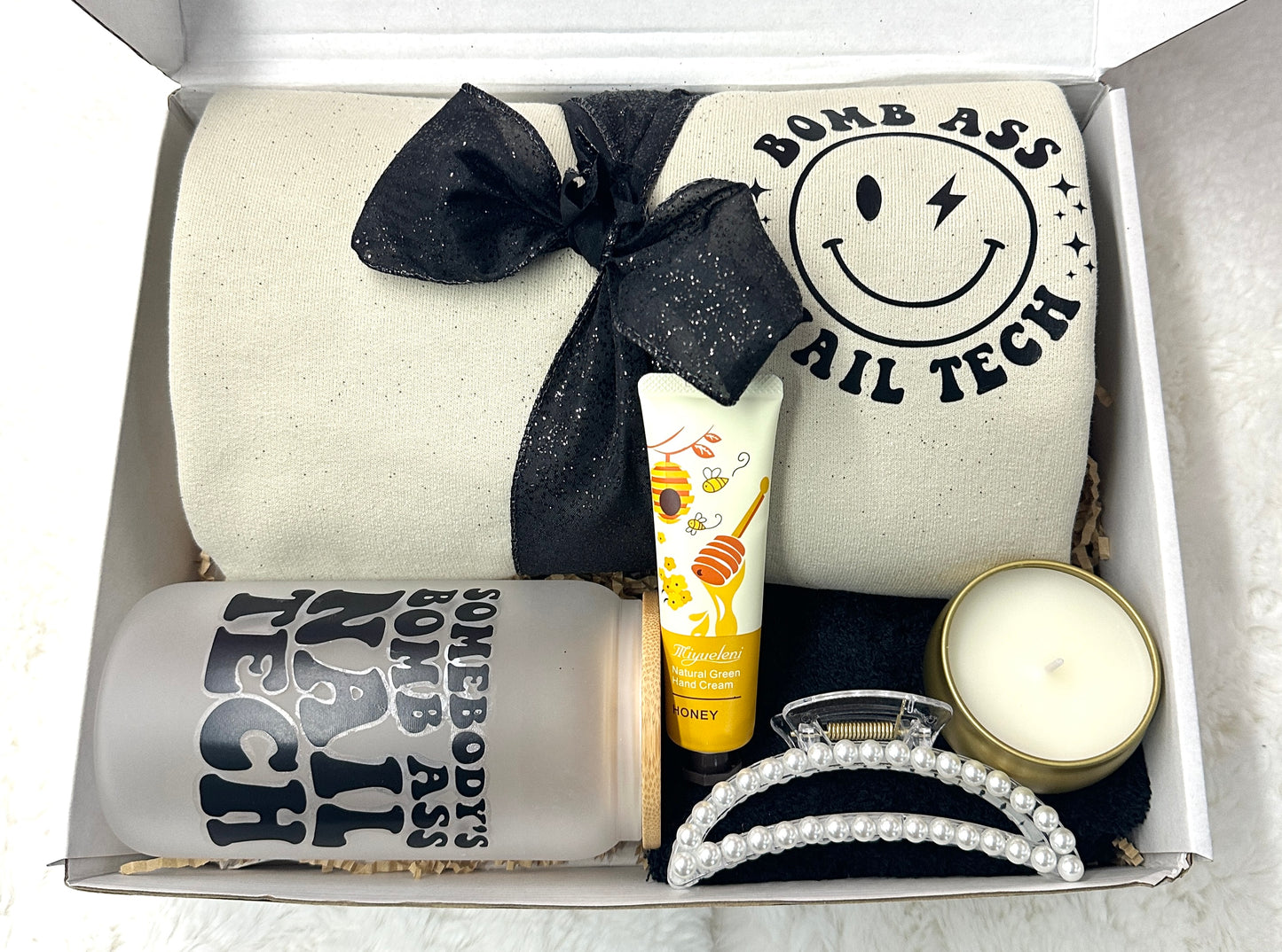 Nail Tech Appreciation Gift Box Set Curated Collection For Manicurist Thank You Present Cozy Apparel Drinkware Self Care Essentials Relaxation Items Beauty Professional Recognition Gift Salon Employee Appreciation Present Ready To Gift Box