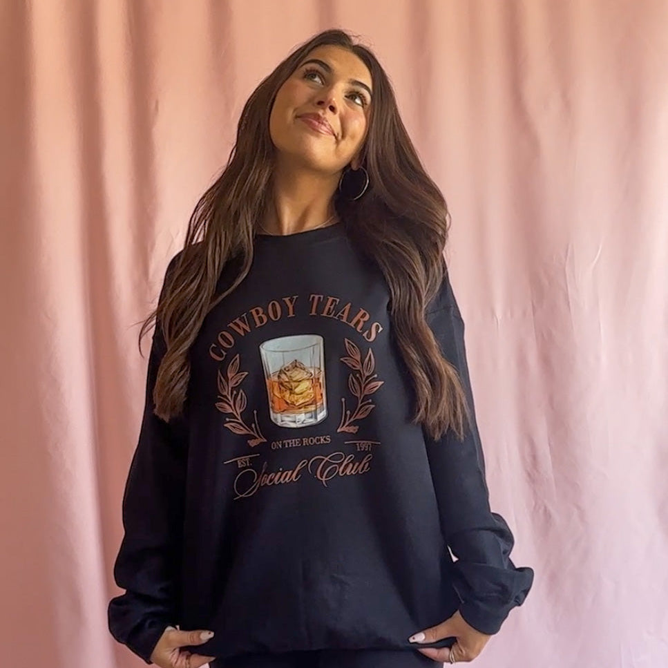 Cowboy Tears Western Black Sweatshirt