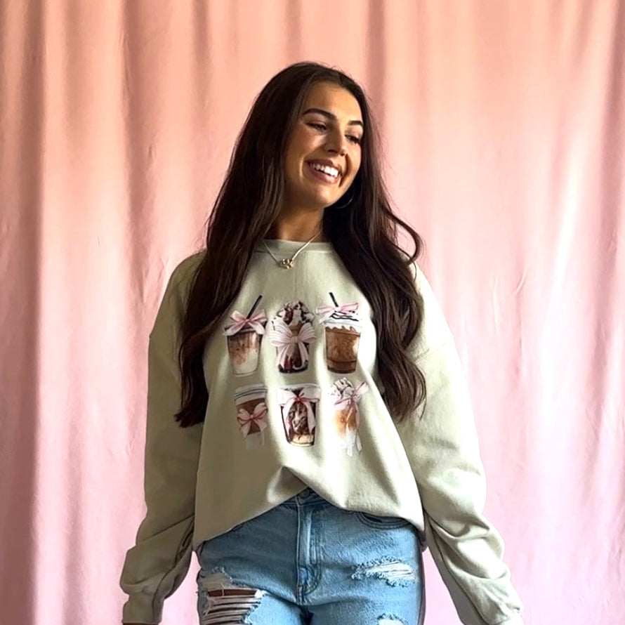 Coquette Pink Bow Coffee Lover Sweatshirt