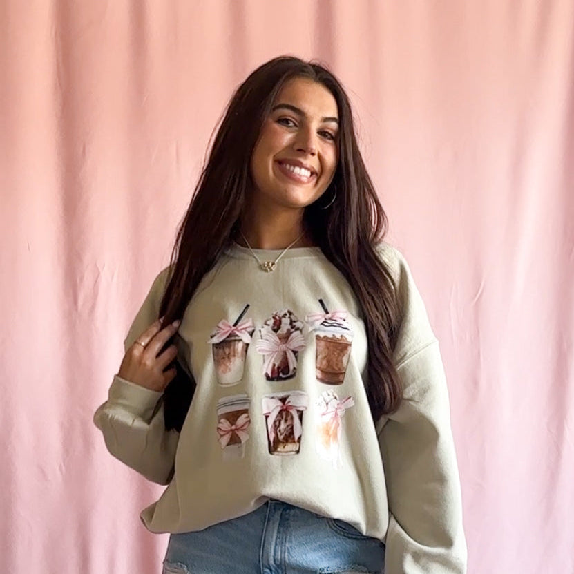 Coquette Pink Bow Coffee Lover Sweatshirt