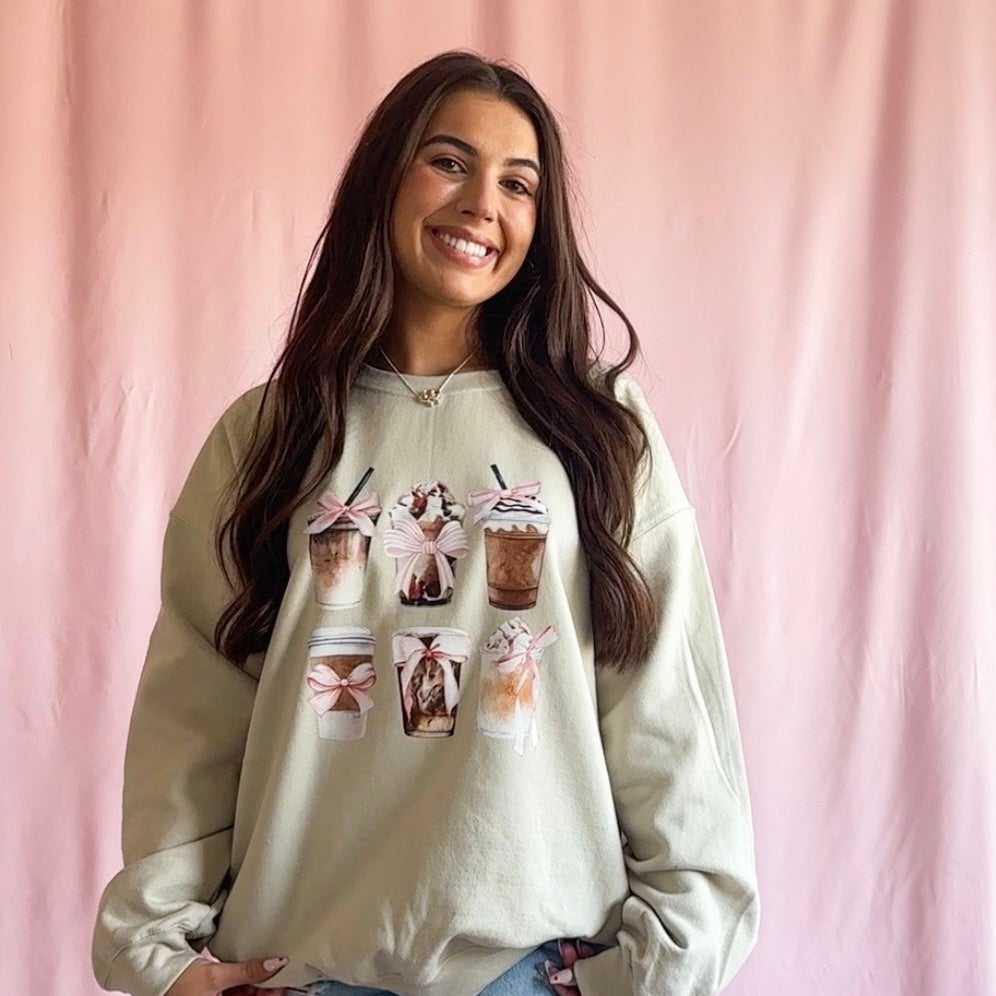 Coquette Pink Bow Coffee Lover Sweatshirt