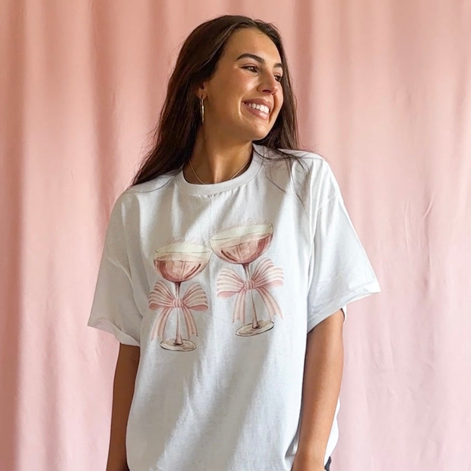Coquette Martini Glass Women’s T-Shirt – Pink Aesthetic Tee with Double Martini Graphic