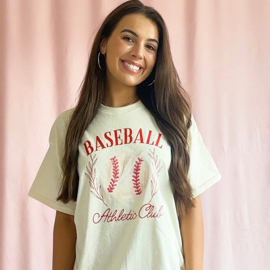 Baseball Athletic Club T-Shirt – Cream Unisex Sports Graphic Tee