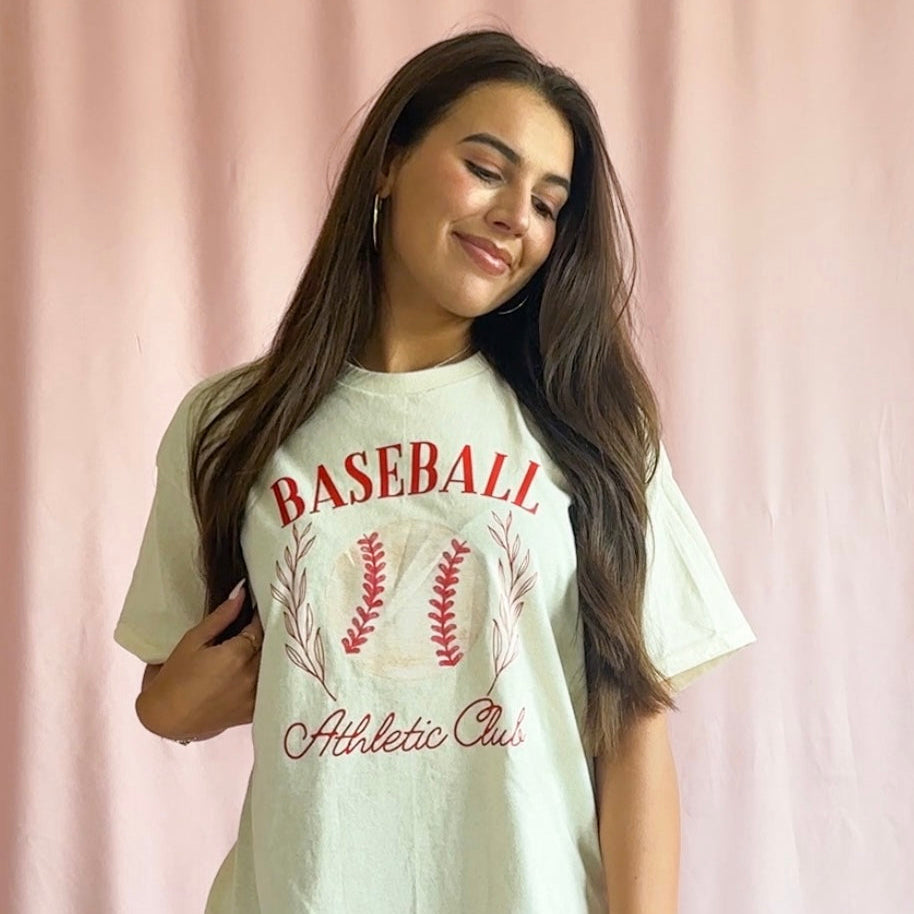 Baseball Athletic Club T-Shirt – Cream Unisex Sports Graphic Tee