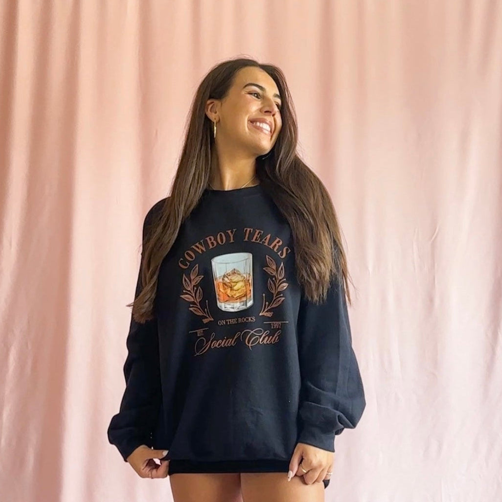 Cowboy Tears Western Black Sweatshirt