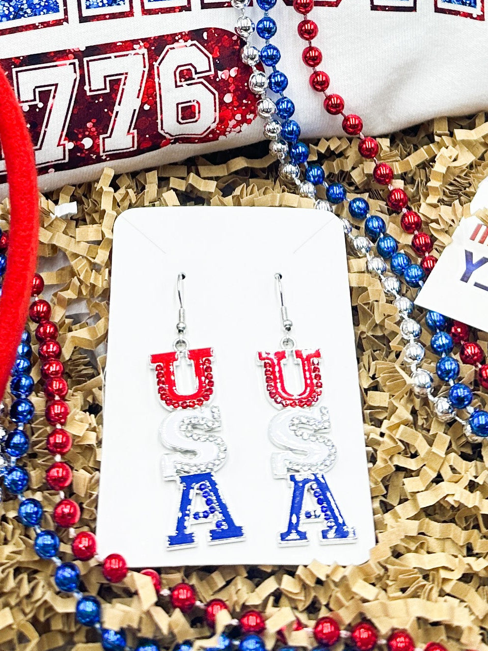 Summer Celebration Gift Set Complete July Fourth Party Bundle Independence Day Patriotic Kit Sparkly America Shirt Collection Themed Accessories Package Red White Blue Party Essentials Perfect BBQ Gathering Items Fireworks Night Celebration