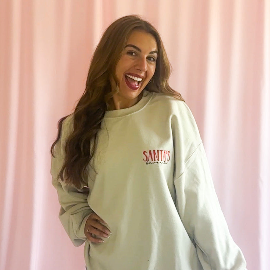 Embroidered Christmas Sweatshirt Handcrafted Santa Design Cozy Holiday Party Wear Festive Season Clothing Perfect Gift Ready Christmas Celebration Outfit Casual Winter Gathering Essential Original Embroidery Details Premium Quality