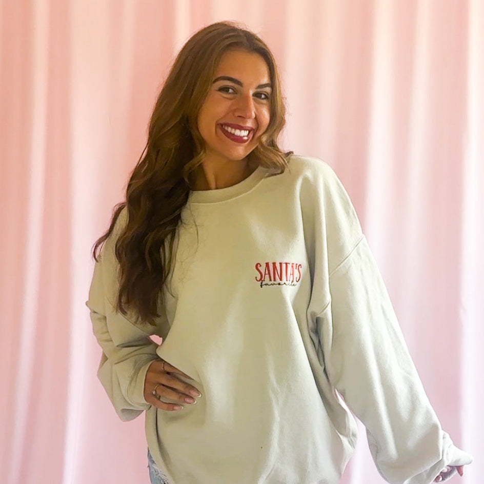 Handcrafted Santa Design Christmas Sweatshirt Embroidered Holiday Party Wear Cozy Festive Season Outfit Perfect Christmas Gathering Essential Casual Winter Celebration Clothing Original Embroidery Collection Premium Quality Fashion