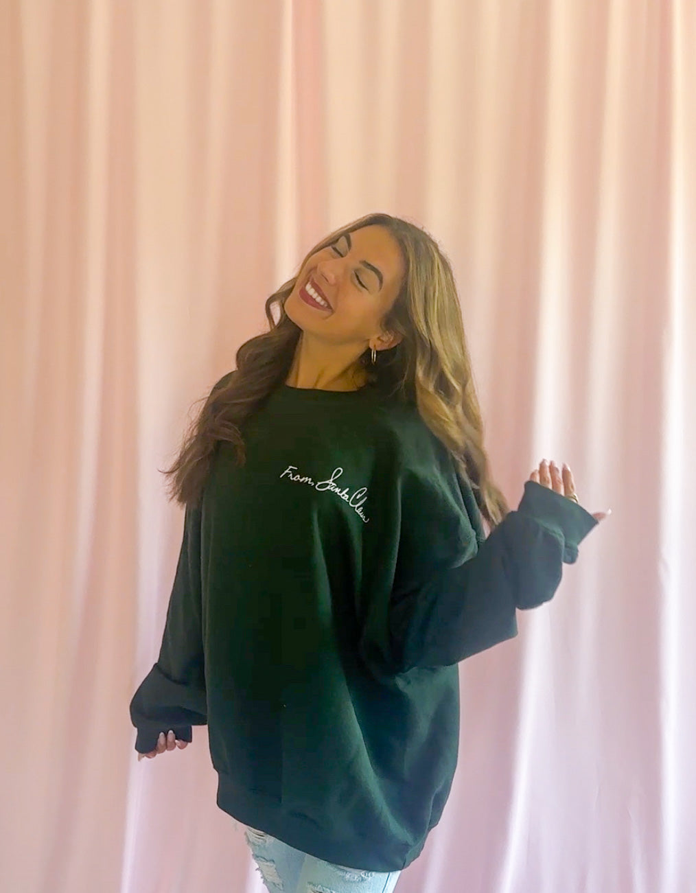 Christmas Sweatshirt – From Santa Claus Green Cozy Holiday Pullover