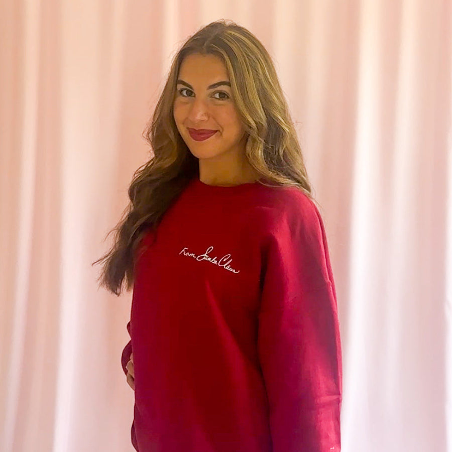 Cozy Christmas Clothing Red Holiday Sweatshirt Santa Claus Theme Design Perfect Winter Season Outfit Festive Party Wear Comfortable Premium Fabric Gift Idea Essential Casual Christmas Style Family Gathering Fashion Warm Seasonal Apparel