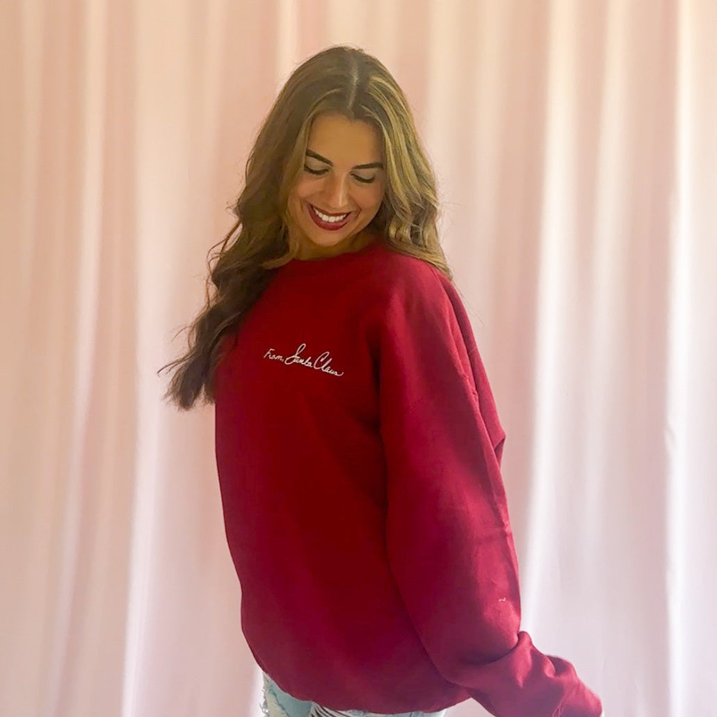 Red Christmas Sweatshirt – From Santa Claus Cozy Holiday Top