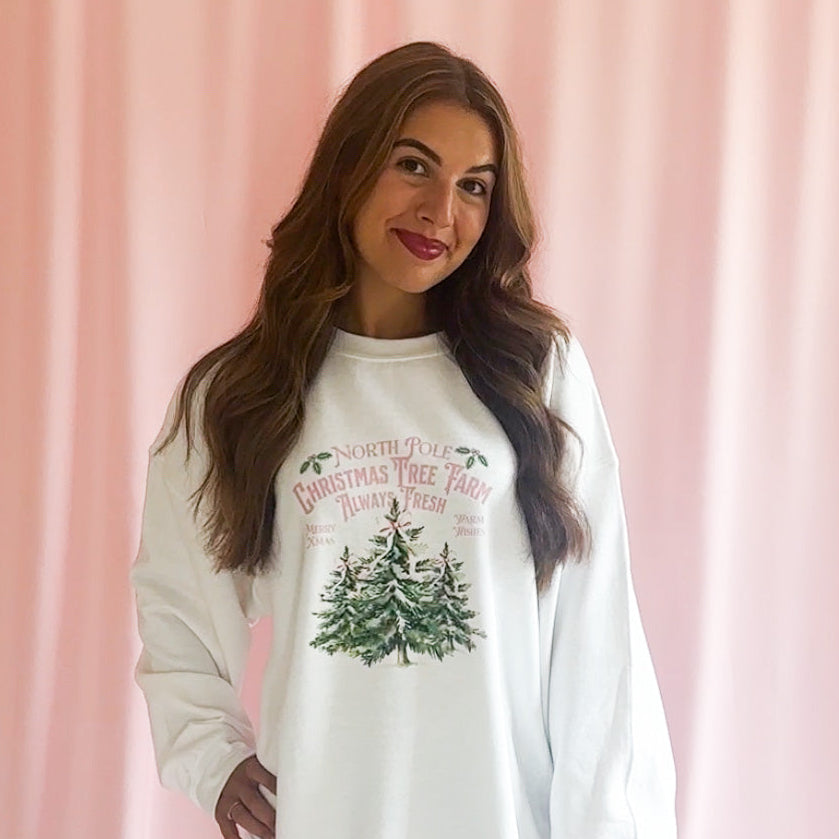 Pink Christmas Sweatshirt Coquette Bow Design Girly Holiday Fashion Cozy Winter Wear Festive Season Style Feminine Christmas Outfit Party Ready Attire Comfortable Holiday Gathering Essential Elegant Pink Fashion Collection Seasonal Style