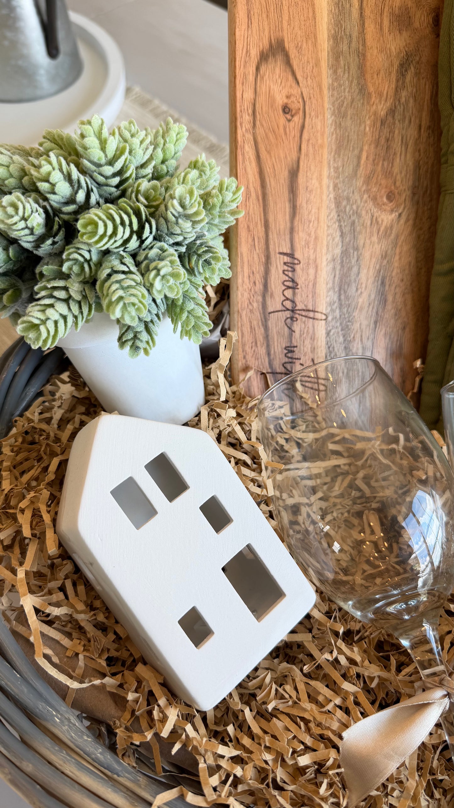 Personalized Kitchen Gift Basket for Housewarming, Wedding & Engagement | Custom Engraved Leather Patch Set with Wine Glasses, Cutting Board, Oven Mitts, Pot Holder & Kitchen Towel