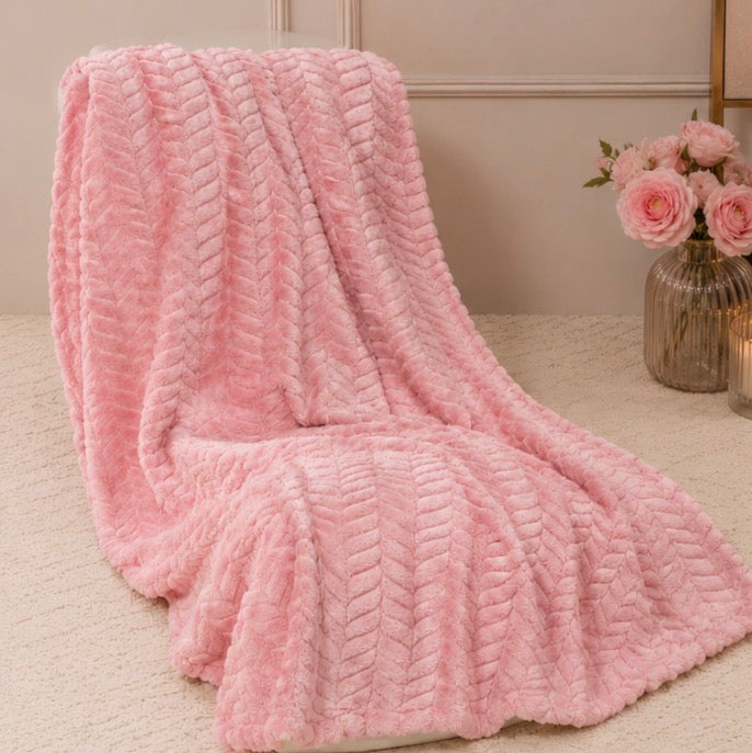 Soft Pink Polyester Blanket – 60" x 50" Cozy Throw for Home, Bed & Gifting