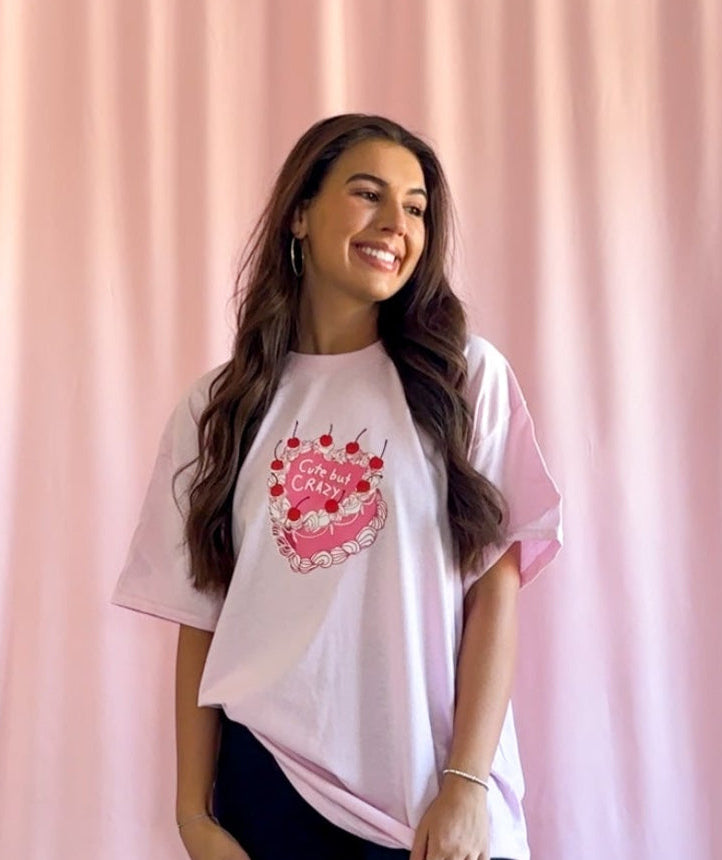 cute but crazy tshirt women pink graphic shirt oversize summer tshirt girls trending clothing funny shirt girlfriend gift