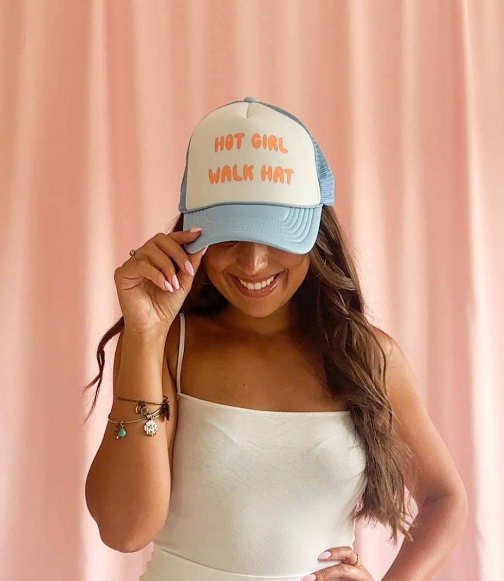 Fitness Walking Hat Embroidered Mesh Trucker Cap Women Snapback Adjustable Sizing Comfortable Outdoor Activity Accessory Trendy Casual Design Ventilation Back Panels Beach Day Essential Everyday Fashion Statement Cute Athletic Style Perfect
