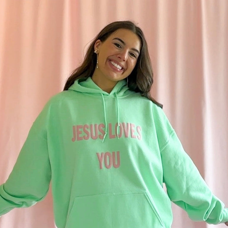 jesus loves you hoodie black puff letter sweatshirt christianity hoodie religious sweatshirt women hoodie faith based