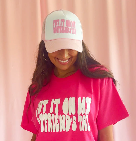 Funny Trucker Hat Women Pink Snapback Sassy Statement Accessory Perfect Girlfriend Gift Idea Adjustable Mesh Back Design Comfortable Fit Bold Lettering Front Casual Fashion Essential Beach Day Hat Summer Outfit Accessory Trendy Headwear