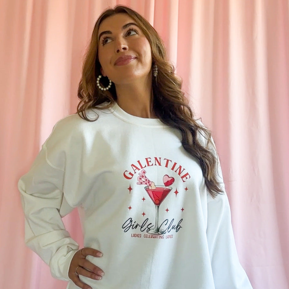 Friendship Celebration Sweatshirt Girls Celebrating Girls Empowerment Message Bold Graphic Design Women Supporting Women Casual Comfortable Top Galentine Party Essential Cozy Soft Fabric Perfect Sisterhood Gift Idea Female Bonding Outfit