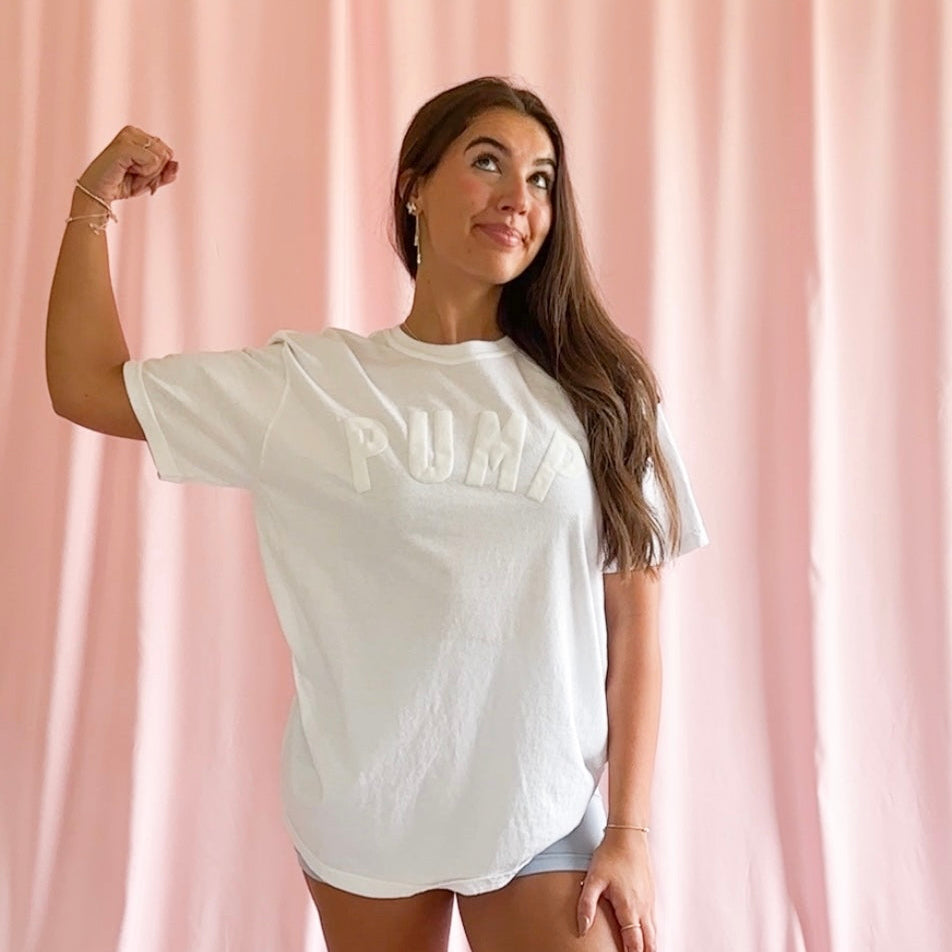 women pump cover white tshirt gym shirt fitness pump shirt oversize gym shirt women puff design gym clothes girls